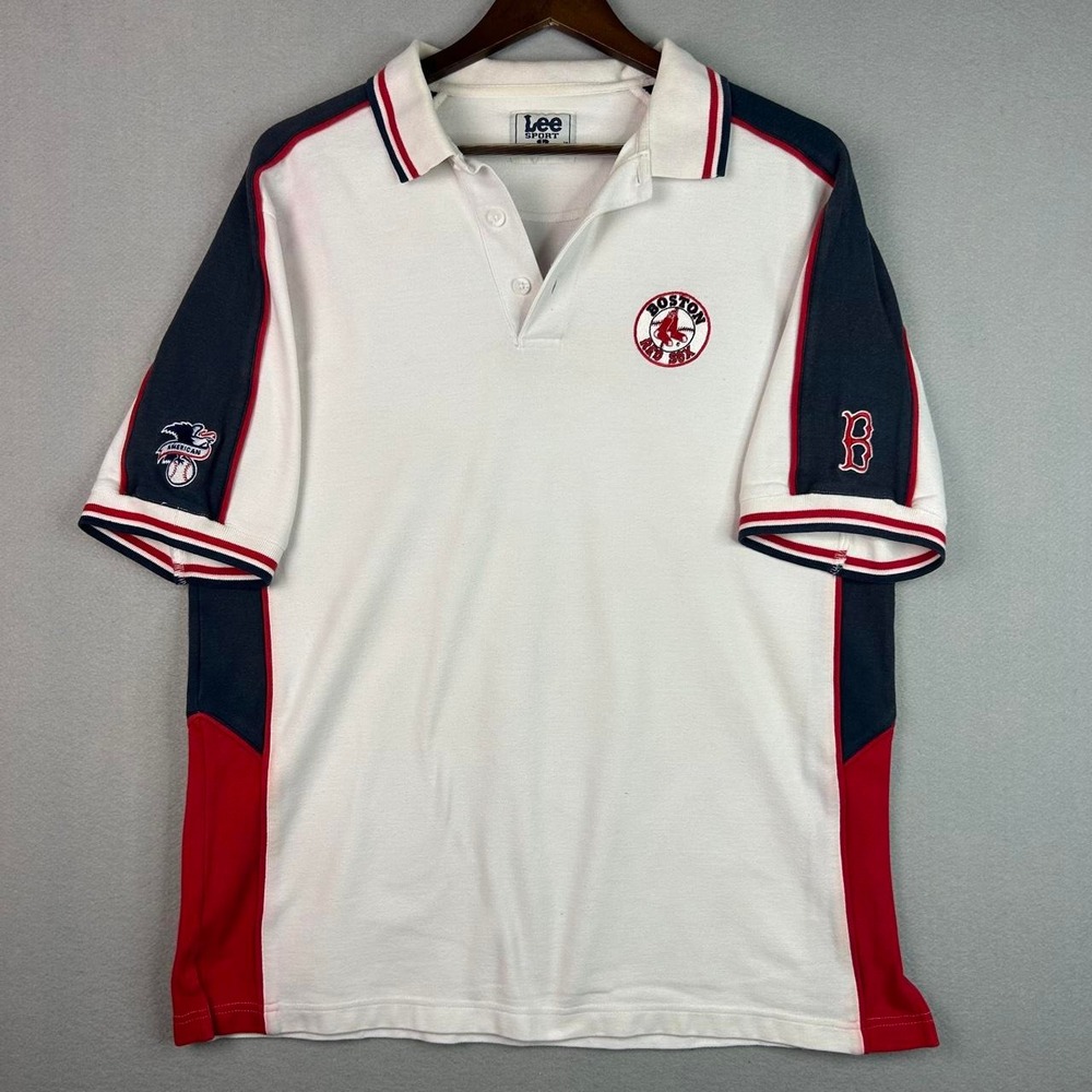 Vintage Boston Red Sox MLB Baseball Lee Sport Tri Tone Collared Shirt L